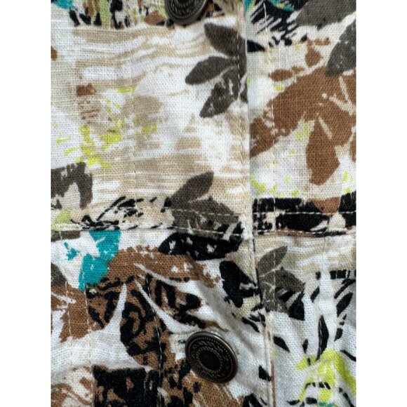 Christopher & Banks Womens Button-Up Shirt Blouse Size L Brown Floral 3/4 Sleeve - Picture 5 of 11